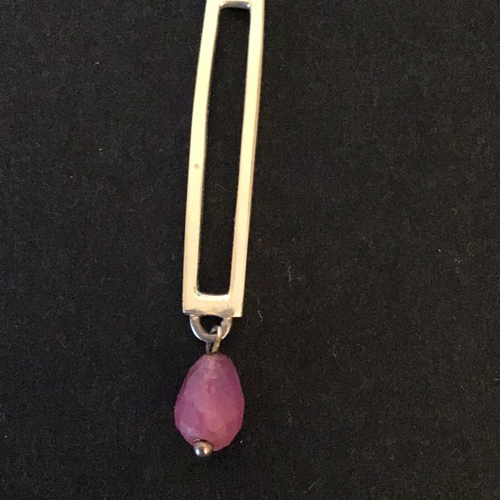 Sterling Silver Chain Rectangle Pendant - image 3